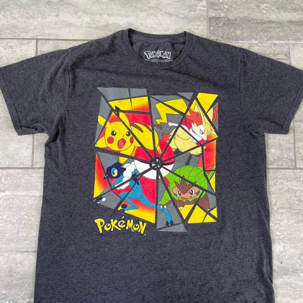 Nintendo Pokemon‎ T Shirt Exploding Pokeball 4 Pokemon Size L Dark Gray